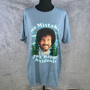 Bob‎ Ross No Mistakes Just Happy Accidents Graphic Print T-Shirt L